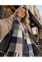 Colorful Puffy Soft Textured Scarf Plaid Patterned Shoulder Shawl - 4
