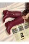 Limona Bordo Imported Leather 6 cm Heel Women's Boots - 4