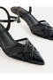 Girls Black Mesh Ankle Wrap Heels - 3