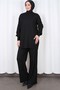 Half Turtleneck Sweater with Sleeve Detail and Trousers Knitwear Set Black Hnt2811