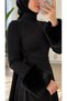Women's Fur-Cuffed Long Sleeve Snap-Front Bodysuit Blouse - 5