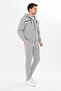 Men's Hooded Stripe Detailed Tracksuit Set Gray Melange-9521 - 4