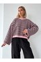 Livia Oversize Black Striped Knitwear Sweater Women Pink - 6