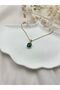 Gold Green Emerald Stone Necklace - Vintage Non-Tarnish Anti-Allergic Color-Fast Stylish Gift Women's Necklace
