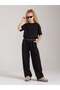 Girl's Wide-Leg Sweatpants with Chain and Belt Detail - 2