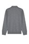 Men's Zippered Polo Neck White Sweater Knitwear Embossed Knit Solid Color Classic Fit - 5240F - 6