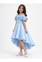 Rose Figure Detailed Tailled Evening Dress in Sizes for Ages 08-12 - Blue - 2