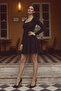 Square Neck Long Sleeve Flared Women's Dress - 3