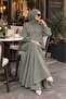 Women's Balloon Sleeve Lace Detailed Modal Tunic Skirt Hijab Double Set