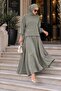 Women's Balloon Sleeve Lace Detailed Modal Tunic Skirt Hijab Double Set - 2