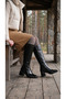 Women's Below the Knee Cream Heeled Shiny Detailed Zippered Leather Look Long Boots - 2