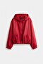 Red Hooded Windproof Jacket with Mesh Lining Per9786