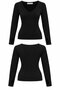 V-neck finger-loop basic blouse - 4
