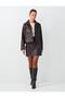 Bitter Brown Pocket Detailed Straight Cut Leather Look Jacket - 2