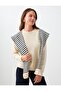 Off-White Shawl Scarf Detailed Round Neck Knitwear Sweater