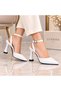 Women's Patent Leather Pointed Heeled Classic Shoes Open Back