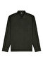 Men's Shirt Collar Khaki Sweatshirt with Micro Pattern Pockets and Sleeve Cuffs Classic Pattern - 5431 - 2