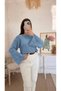 Kayık Yaka Çarkıfelek Openwork Sweater - Blue