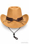 Unisex Suede Look Cowboy Hat with Metal Bull Figure, Wide Brim, Drawstring Western Hat - 2