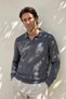 Men's Large Size Polo Collar Dark Gray Sweater Rice Patterned Cotton Knitwear Steel Knit - 5410F Bat - 3