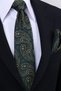 Hand Made 8 cm Large Shawl Pattern Green Yellow Color Handkerchief Tie - 3