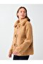Mink Button Detailed Shirt Collar Plush Fur Coat - 4