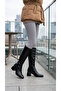 Women's Below the Knee Cream Heeled Shiny Detailed Zippered Leather Look Long Boots - 8