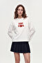 Eazy Unisex Oversize Long Sleeve T-Shirt 100% Cotton Ecru Lucky Girl Printed Boxy Fit T-Shirt