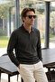 Men's Shirt Collar Black Sweat Micro Pattern Pocketed Sleeves Classic Pattern - 5430 - 5