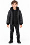 Boy's Exclusive Black Hooded Coat with Fur Inside