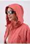 Women's Drawstring Detailed Gingham Hooded Raincoat/Windbreaker Jacket - 3