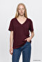 Burgundy Premium Cotton Soft Textured Anti-Sweat Comfortable V-Neck T-Shirt - 3