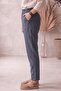 Sofia Gray Linen Look Trousers with Elastic Waist - 2