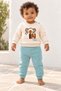 Baby Boy 2-Piece Top and Bottom Set Teddy Bear Mini Embroidered Sweatshirt Elastic Bottom Tracksuit 6-24 Months - 2