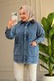 6707 - Stylish Comfortable Suede Collar-Trimmed Long Tunic Denim Jacket - 6