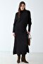 Asymmetrical Cut Casual Sweater Knitwear Double Set Black 9489-Tk - 3