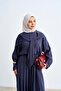 Women's Cape Detailed Elastic Waist Suit Navy Blue - 3