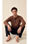 Cinnamon Patched Cotton Lycra Men's Long Sleeve Pajama Set - 2