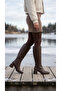 Women's Below the Knee Cream Heeled Shiny Detailed Zippered Leather Look Long Boots - 7