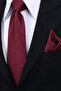 Hand Made 8 cm Square Patterned Claret Red Color Handkerchief Tie - 2