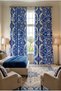 Fond Curtain Blue French Pattern Thick Upholstery Fabric Patterned Bedroom Kitchen Curtain Living Room Curtain Rustic Curtain - 3