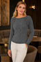 Women's Wide Collar Long Sleeve Hair Braid Patterned Decorative Button Detailed Stylish Soft Comfortable Daily Anthracite Knitwear Sweater - 6