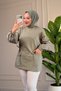 6708 - Comfortable, Casual 2-Yarn Peach Fabric Women's Sweatshirt with Garnished Pockets and Waist Drawstring Detail - 5