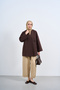 Women's V-Neck Single Button Jacket Brown - 3