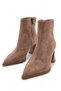 Women's Thick Heeled Pointed Toe Mink Suede Daily Boots with Sewing Detail - 5