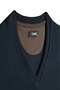 Men's Large Size V-Neck Navy Blue Sweater Thessaloniki Knit Classic Pattern - 5550H Bat - 4