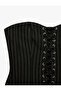 Slim Fit Lace-Up Striped Strapless Corset - 7