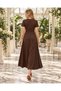 Women's Brown Self-Belted Long Length Oysho Dress Hzl26S-Wm504 - 2