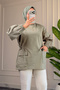6708 - Comfortable, Casual 2-Yarn Peach Fabric Women's Sweatshirt with Garnished Pockets and Waist Drawstring Detail - 7