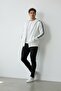 Men's White Oversize Cardigan with Stripe Detail and Hood
